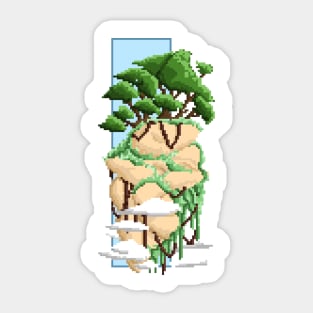 Pixel Landscape : Flying Rock Sticker